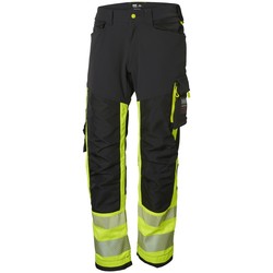 HELLY HANSEN highvis stretch riipputaskuhousut ICU tum.harmaa/huom.keltainen